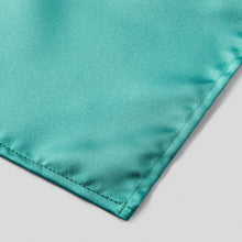 Load image into Gallery viewer, Folkespeare Teal Satin Pocket Square finishing