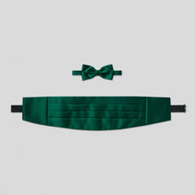 Load image into Gallery viewer, Folkespeare Bottle Green Satin Cummerbund and Bow Tie Set