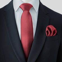 Load image into Gallery viewer, Burgundy Satin Tie and Pocket Square Set