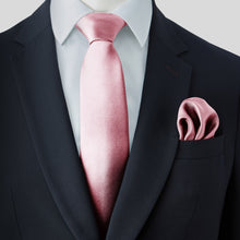 Load image into Gallery viewer, Pink Satin Tie and Pocket Square Set