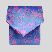 Load image into Gallery viewer, Folkespeare Azure Blue With Pink Flower Tie

