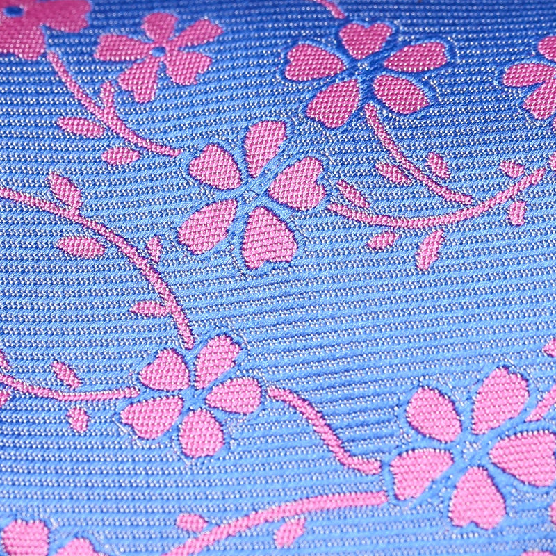 Folkespeare Azure Blue With Pink Flower Tie Fabric