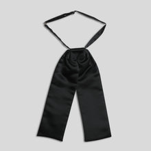 Load image into Gallery viewer, Folkespeare Black Satin Wedding Cravat with Pearl Pin
