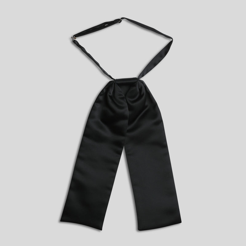 Folkespeare Black Satin Wedding Cravat with Pearl Pin