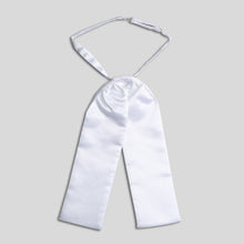 Load image into Gallery viewer, Folkespeare White Satin Wedding Cravat With A Pearl Pin
