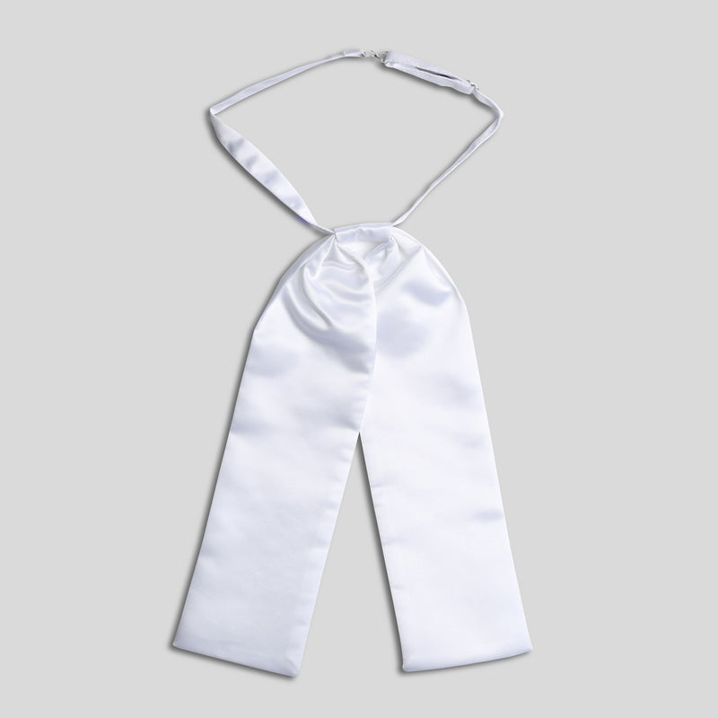 Folkespeare White Satin Wedding Cravat With A Pearl Pin