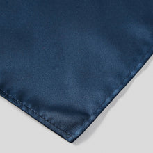 Load image into Gallery viewer, Folkespeare Navy Satin Pocket Square finishing
