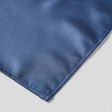 Load image into Gallery viewer, Folkespeare French Navy Satin Pocket Square finishing
