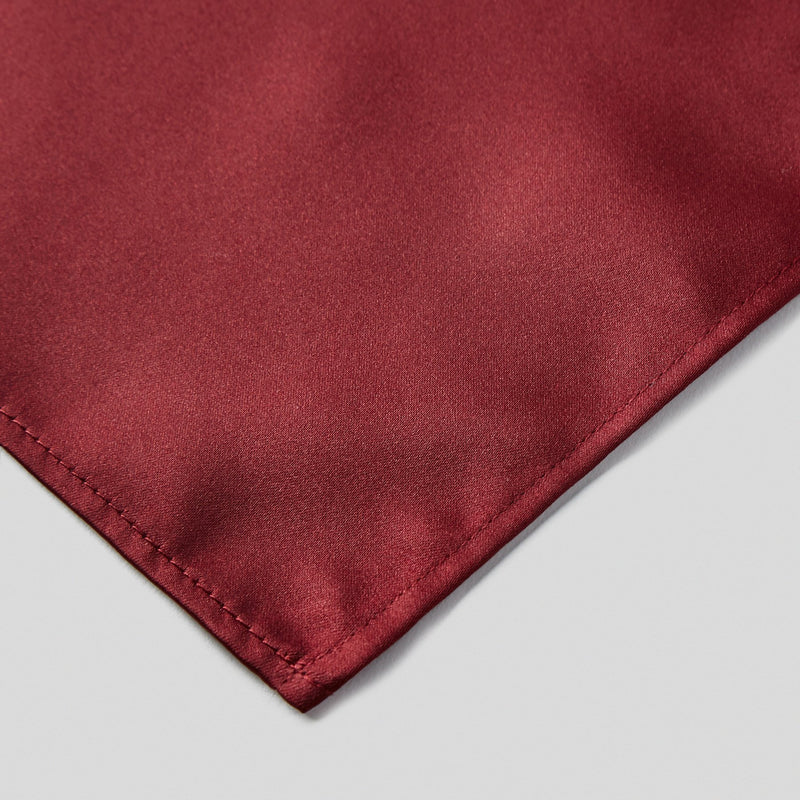 Folkespeare Burgundy Satin Pocket Square finishing