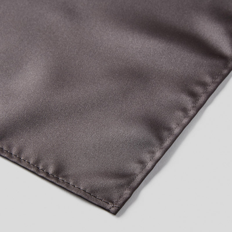 Folkespeare Dark Grey Satin Pocket Square finishing