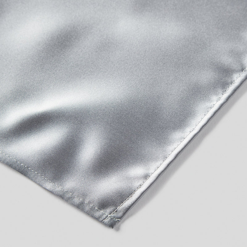 Folkespeare Silver Grey Satin Pocket Square finishing