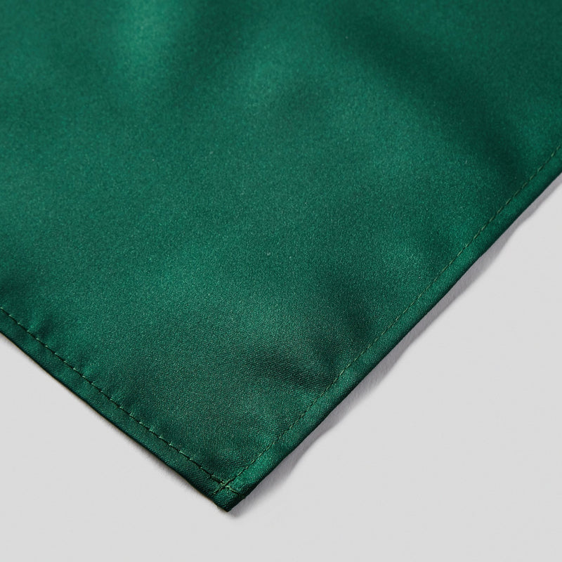 Folkespeare Bottle Green Satin Pocket Square finishing