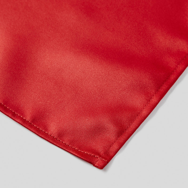 Folkespeare Scarlet Red Satin Pocket Square finishing