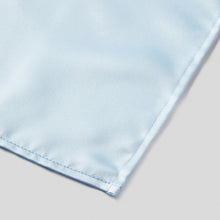 Load image into Gallery viewer, Folkespeare Light Blue Satin Pocket Square finishing
