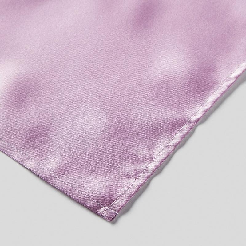 Folkespeare Lavender Satin Pocket Square finishing