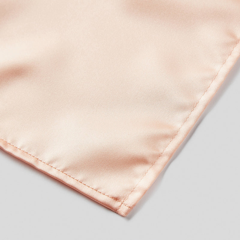 Folkespeare Peach Satin Pocket Square finishing