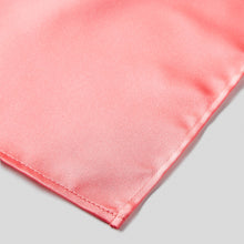 Load image into Gallery viewer, Folkespeare Coral Satin Pocket Square finishing
