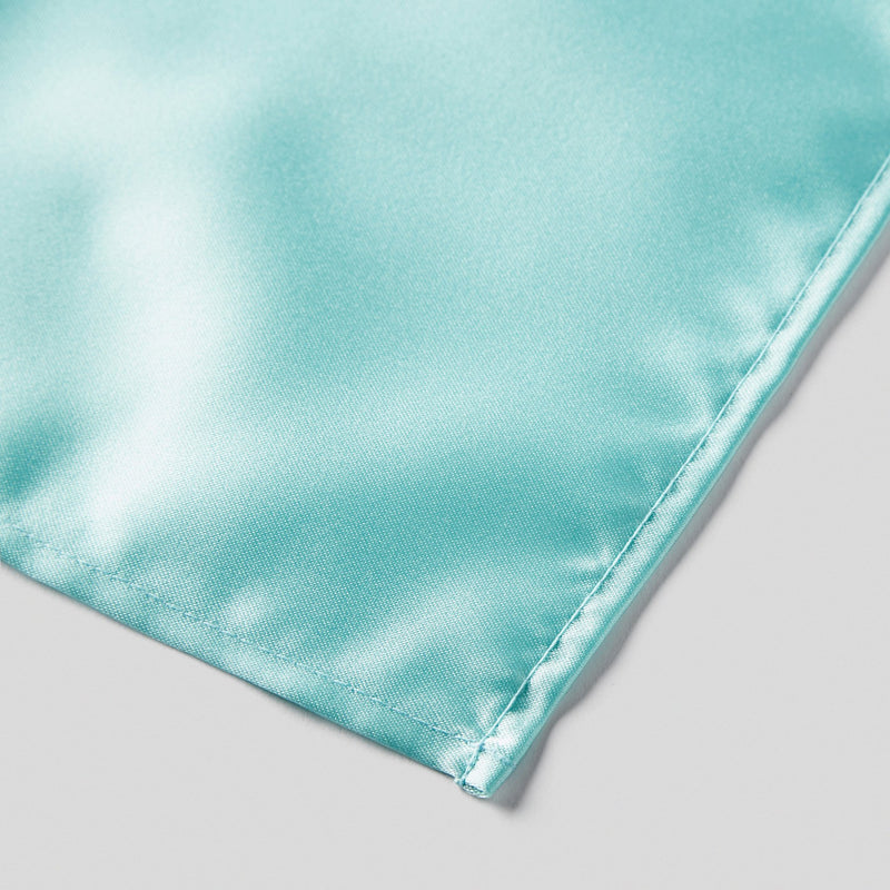 Folkespeare Aqua Satin Pocket Square finishing