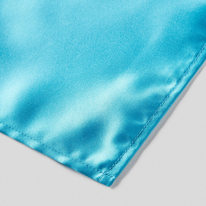 Folkespeare Turquoise Satin Pocket Square finishing
