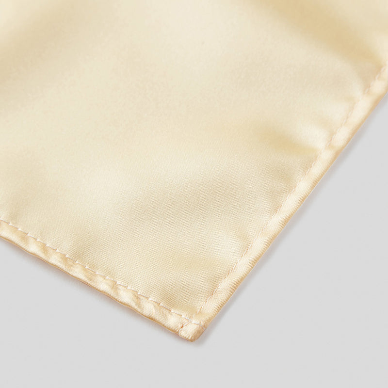 Folkespeare Lemon Satin Pocket Square finishing