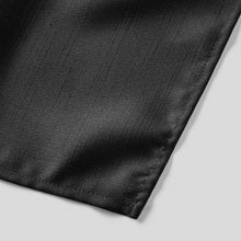 Load image into Gallery viewer, Folkespeare Black Slub Pocket Square finishing
