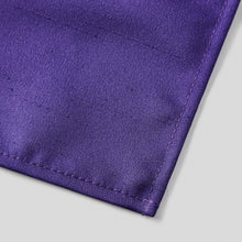 Load image into Gallery viewer, Folkespeare Purple Slub Pocket Square finishing
