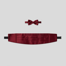 Load image into Gallery viewer, Folkespeare Burgundy Satin Cummerbund And Bow Tie Set
