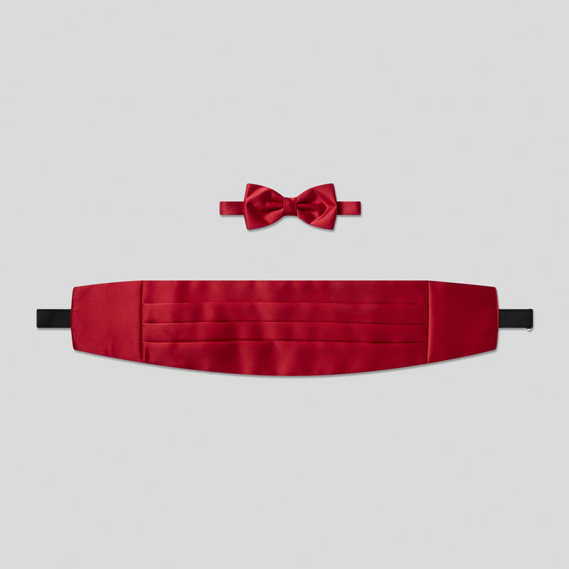 Folkespeare Wine Satin Cummerbund And Bow Tie Set
