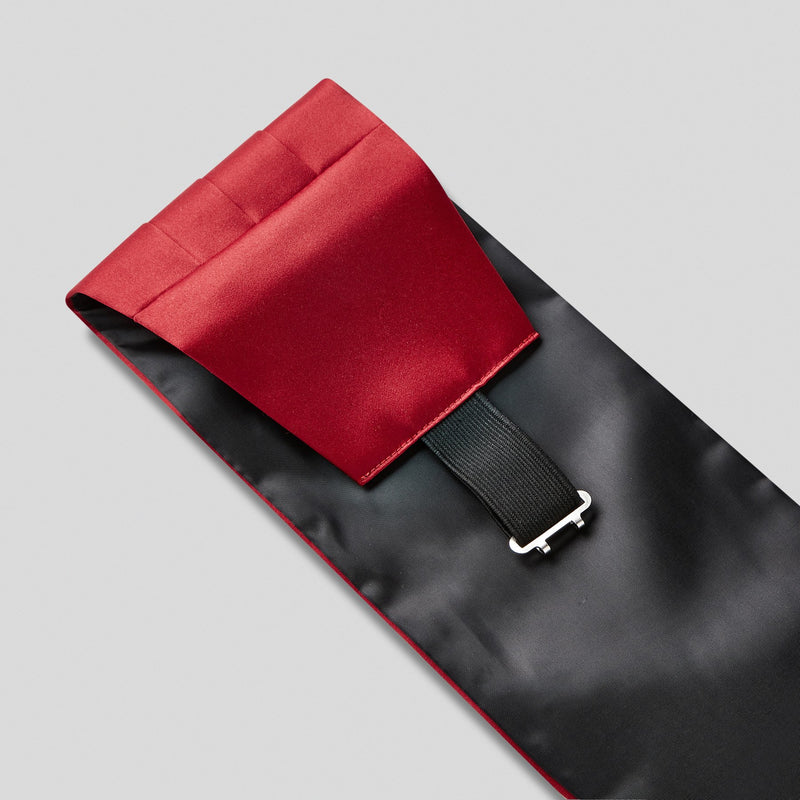 Folkespeare Wine Satin Cummerbund and Bow Tie Set Fabric and Fastening