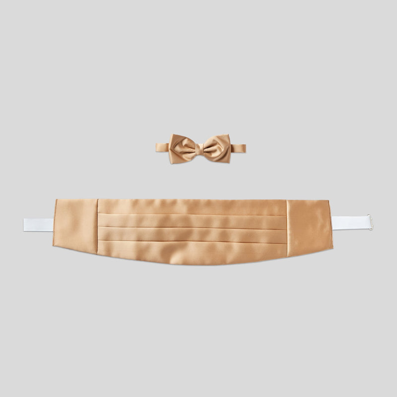 Folkespeare Beige Satin Cummerbund and Bow Tie Set