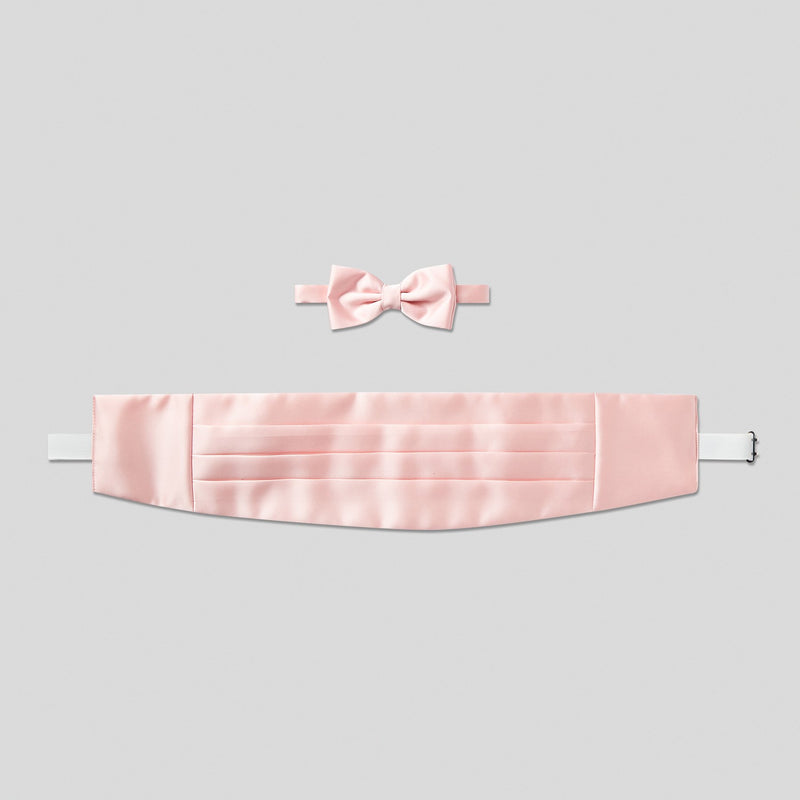 Folkespeare Pink Satin Cummerbund and Bow Tie Set