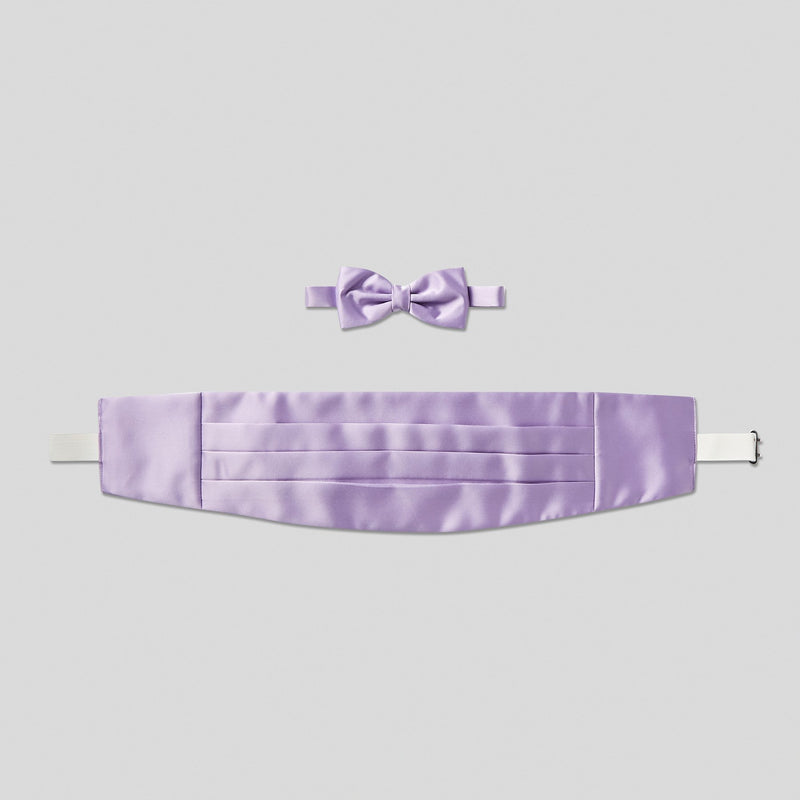 Folkespeare Lilac Satin Cummerbund and Bow Tie Set