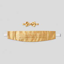 Load image into Gallery viewer, Folkespeare Gold Satin Cummerbund And Bow Tie Set
