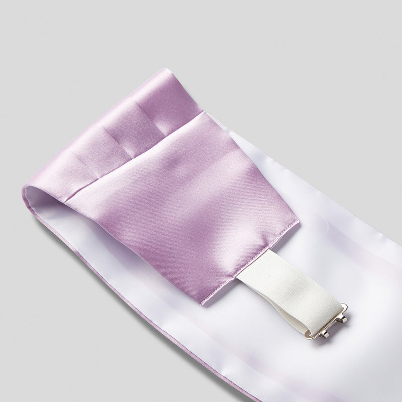 Folkespeare Lavender Satin Cummerbund and Bow Tie Set Fabric and Fastening
