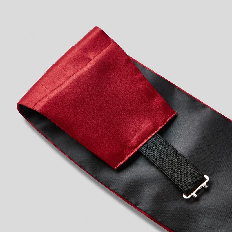 Wine Satin Cummerbund Fabric