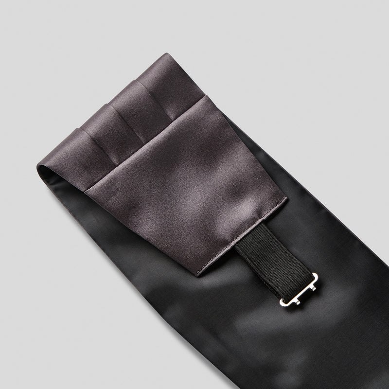 Dark Grey Satin Cummerbund Fabric