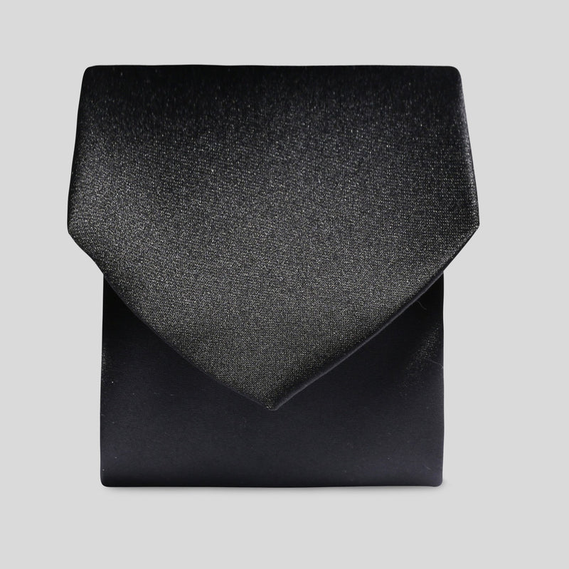 Folkespeare Black Satin Clip On Tie