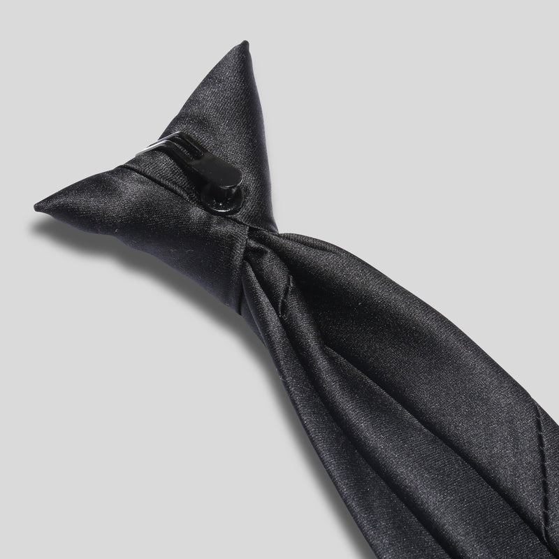 Folkespeare Black Satin Clip On Tie Clip