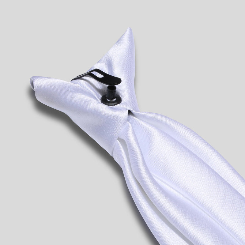 FBA White Satin Clip On Tie