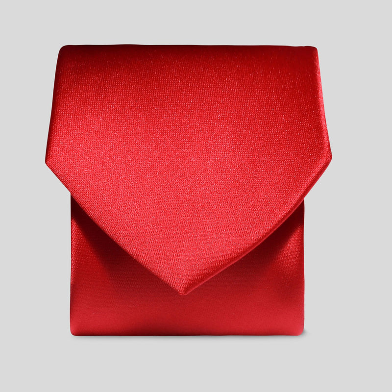 Folkespeare Scarlet Red Satin Clip On Tie