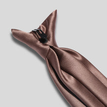Load image into Gallery viewer, Folkespeare Mid Brown Satin Clip On Tie Clip
