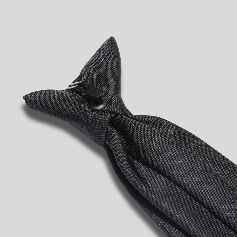 Folkespeare Black Barathea Clip On Tie Clip
