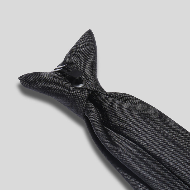 Folkespeare Black Barathea Clip On Tie