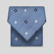 Load image into Gallery viewer, Light Blue and White Repeated Star Tie
