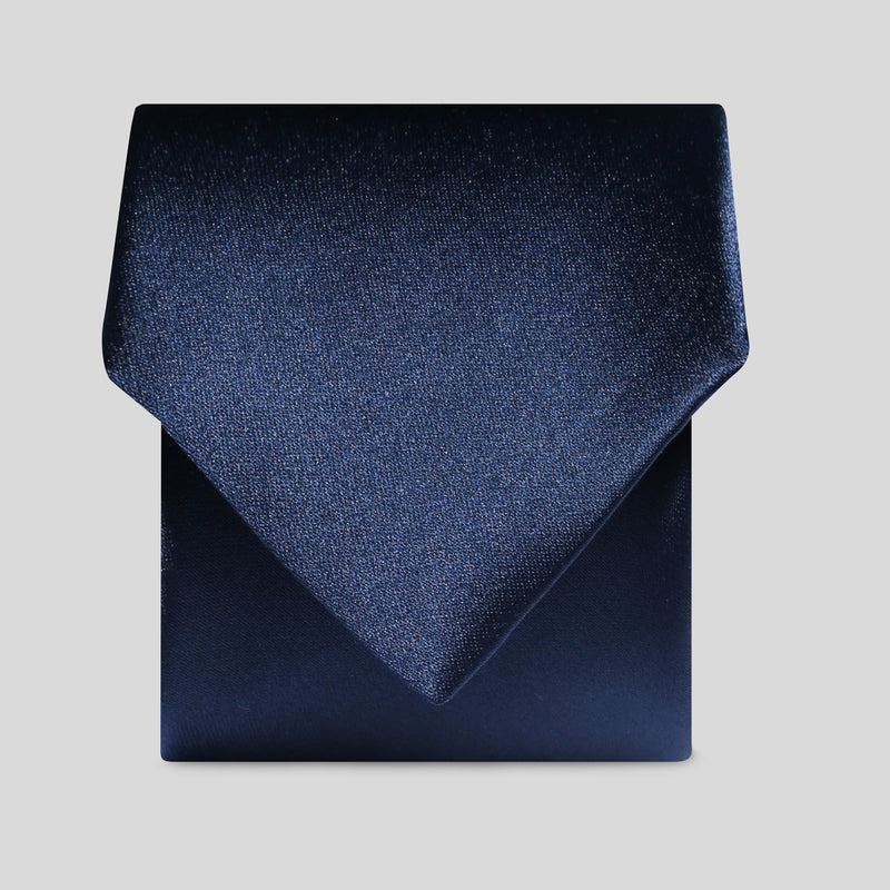 Navy Satin Tie and Pocket Square Set Tie