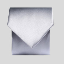 Load image into Gallery viewer, Silver Grey Satin Tie and Pocket Square Set
