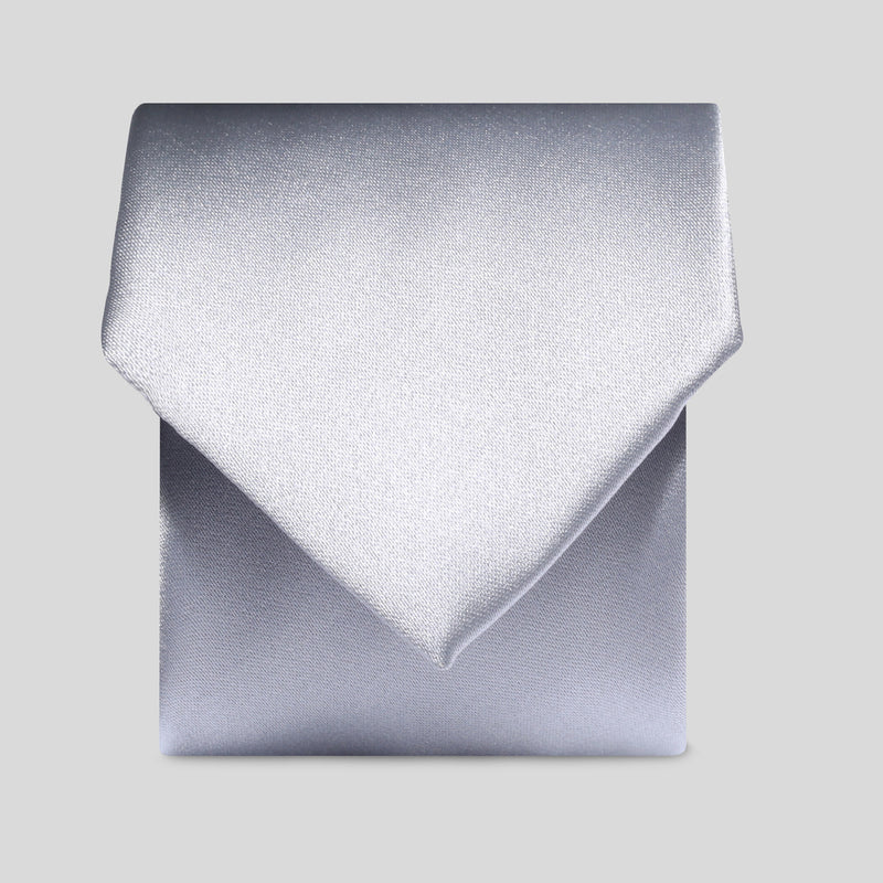 Silver Grey Satin Tie and Pocket Square Set