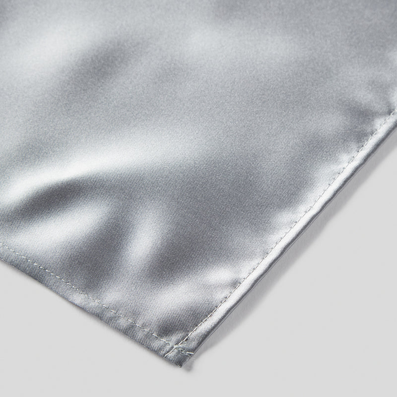 Silver Grey Satin Tie and Pocket Square Set