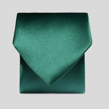 Load image into Gallery viewer, Forest Green Satin Tie and Pocket Square Set Tie
