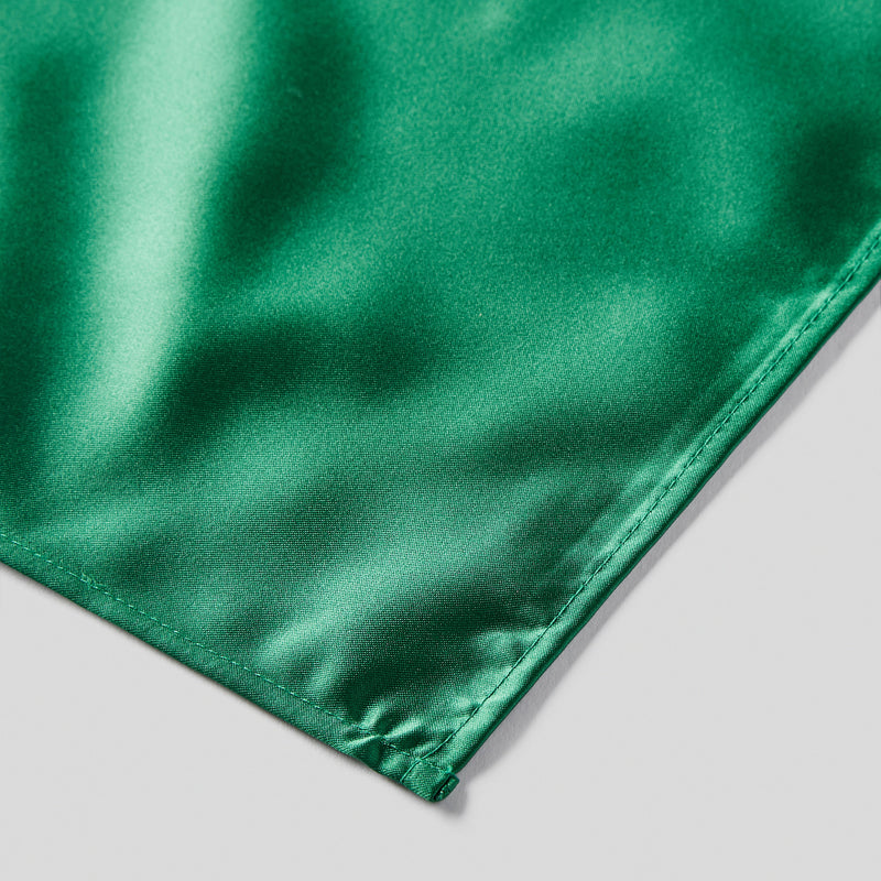 Forest Green Satin Tie and Pocket Square Set Fabric